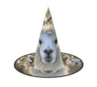 DUWAA Cute Llama Print Witch Hat, Wizard Hat Cosplay Accessories For Halloween Costume Party Masquerade Carnivals-3pcs
