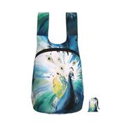 DUWAA Cute Peacock Print Anti-Tear Backpack For Men Women Foldable Shopping Bag Ultra Light Camping Backpack Work Bag