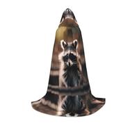 DUWAA Cute Raccoon (1) Print Halloween Hooded Cloak Cape Medieval Style For Christmas Party, Cosplay Masquerade Costumes