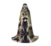 DUWAA Cute Raccoon Print Halloween Hooded Cloak Cape Medieval Style For Christmas Party, Cosplay Masquerade Costumes