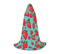 DUWAA Cute Strawberry Print Halloween Hooded Cloak Cape Medieval Style For Christmas Party, Cosplay Masquerade Costumes