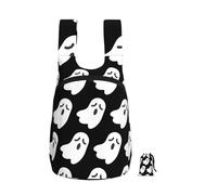 DUWAA Cute White Ghost Halloween Pattern Print Anti-Tear Backpack For Men Women Foldable Shopping Bag Ultra Light Camping Backpack Work Bag