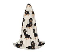 DUWAA Dachshund Dog Print Medieval Cloak Wizard Robe Cloak With Hood Renaissance Cape Halloween Costume Cosplay Prop