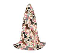 DUWAA Dachshund Print Medieval Cloak Wizard Robe Cloak With Hood Renaissance Cape Halloween Costume Cosplay Prop