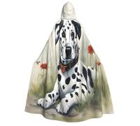 DUWAA Dalmatian print Cloak With Hood Unisex Medieval Cloak Wizard Robe Renaissance Cape Halloween Costume Cosplay