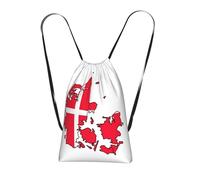 DUWAA Danish Flag Map Print Drawstring Backpack Foldable String Bag Cinch Bag Beach Bag Travel Backpack Anti Tear Gym Bag