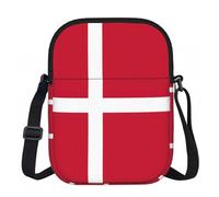 DUWAA Danish Flag Print Adjustable Strap Oxford Sling Bag, Small Water-Resistant Crossbody Purse For Travel