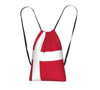 DUWAA Danish Flag Print Drawstring Backpack Foldable String Bag Cinch Bag Beach Bag Travel Backpack Anti Tear Gym Bag