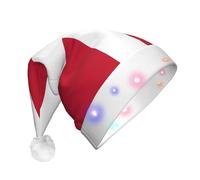 DUWAA Danish Flag Print Led Plush Santa Hat, Funny Christmas Hats For Adults Xmas New Year Party Accessories