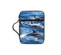 DUWAA Dolphins in The Sea Print 26Ã- 20 Cm Large Capacity Bible Cover Case, Study Supplies Tote Bag for Women and Christian