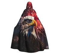 DUWAA Eagle Firework Print 59inch Carnival Cape, Unisex Adult Hooded Cloak For Halloween Witch Vampire Wizard Cosplay
