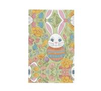 DUWAA Easter Bunny Floral Print Kitchen Waffle Towels 41 X 66cm, Waffle Checkered Soft And Super Absorbent Dish Towels