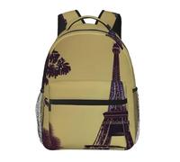 DUWAA Eiffel Tower Paris Print Shoulder Bag With 1 Large, 1 Front And 2 Side Pockets, Adults Water-Resistant Bookbag Backpack