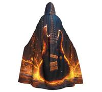 DUWAA Electric Guitar Print Witch Cloak, Cloak With Hood, Halloween Hooded Cape, Wizard Robe Men Cosplay Costume