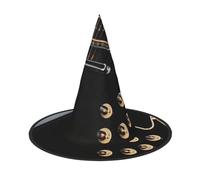 DUWAA Electric Guitar Print Witch Hat, Wizard Hat Cosplay Accessories For Halloween Costume Party Masquerade Carnivals-3pcs