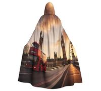 DUWAA England Symbols Print 59inch Carnival Cape, Unisex Adult Hooded Cloak For Halloween Witch Vampire Wizard Cosplay