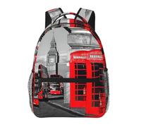DUWAA England Uk Retro London Telephone Print Camping Backpack Gym Backpack With Adjustable Shoulder Straps Sturdy Work Bag Laptop Rucksack