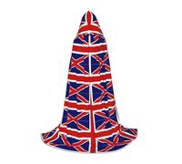 DUWAA English Flag Print Medieval Cloak Wizard Robe Cloak With Hood Renaissance Cape Halloween Costume Cosplay Prop