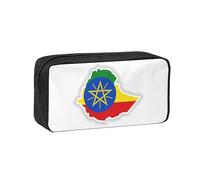 DUWAA Ethiopia Flag Map Print Large Capacity Pencil Pouch Zipper Pencil Box For Teen, Simple Pencil Case Storage Organizer
