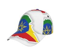 DUWAA Ethiopia Flag Map Print Men's Baseball Caps, Adjustable Trucker Hat, Womens Ponytail Hat, Sport Baseball Cap Black