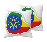 DUWAA Ethiopia Flag Map Print Pack Of 2 Fall Couch Throw Pillow Covers, Decorative Cushion Pillow Covers,For Living Room