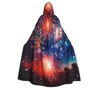 DUWAA Explosion Firework 3d Print 59inch Carnival Cape, Unisex Adult Hooded Cloak For Halloween Witch Vampire Wizard Cosplay