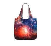 DUWAA Explosion Firework 3d Print Foldable Tote Bag Reusable Grocery Bag Shopping Bag With 25l Capacity For Work Beach And Travel