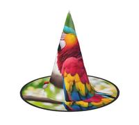 DUWAA Fantastic Parrot Feather 1 Print Witch Hat, Wizard Hat Cosplay Accessories For Halloween Costume Party Masquerade Carnivals-3pcs
