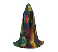 DUWAA Fantastic Parrot Feather Print Halloween Costume Clothes Halloween Medieval Costume Cape For Women Men Renaissance Hooded Cloak