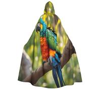 DUWAA Fantastic Parrot Feather print Hooded Robe Halloween Cosplay Costume Robe Cloak Cape Wizard Raven Cosplay Costume