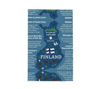 DUWAA Finland Map With Various Feat Print Large Kitchen Dish Cloths, Ultra Soft Waffle Quick Drying Hanging Dish Towels 41×66cm