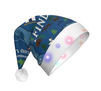 DUWAA Finland Map With Various Feat Print Light Up Christmas Hat, Glow Lighted Santa Cap With Colorful Led Strip Light For Adults