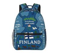 DUWAA Finland Map With Various Feat Print Rucksack Bag For Men Women High-Capacity Vacuum Backpack Multi-Layer Design Travel Backpack