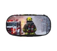 DUWAA Firefighter Fireman Flame print Functional Stationery Pouch Portable Pencil Bags Pencil case, Lightweight Pencil Pouch