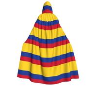 DUWAA Flag of Colombia print Men's Cosplay Cloak Robe Costume Halloween Hooded Uniform Medieval Cloak Wizard Robe