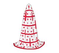 DUWAA Flag Of Georgia Print Medieval Cloak Wizard Robe Cloak With Hood Renaissance Cape Halloween Costume Cosplay Prop