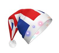 DUWAA Flag Of Iceland Print Led Plush Santa Hat, Funny Christmas Hats For Adults Xmas New Year Party Accessories