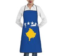 DUWAA Flag Of Kosovo Print Kitchen Cooking Aprons, Adjustable Bib Soft Chef Apron With 1 Pocket For Men Women