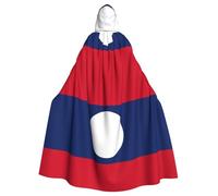 DUWAA Flag Of Laos Print 59inch Carnival Cape, Unisex Adult Hooded Cloak For Halloween Witch Vampire Wizard Cosplay