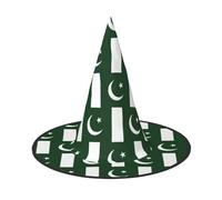 DUWAA Flag Of Pakistan Print Witch Hat Witches Hats Halloween Women Adult Wizard Men Costume Cosplay Party Accessory-1pcs