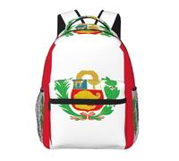 DUWAA Flag Of Peru Print Shoulder Bag With 1 Large, 1 Front And 2 Side Pockets, Adults Water-Resistant Bookbag Backpack