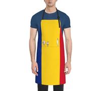 DUWAA Flag Of Romania Print Cooking Apron Adjustable With 2 Pockets, Water And Oil Resistant Kitchen Chef Apron