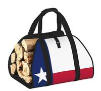 DUWAA Flag of Texas Print Wood Baskets with Handle Large Log Store for Fireplace Wear-Resistant Picnic Bags Log Basket