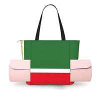 DUWAA Flag of The Chechen Republic Print Large Work Tote Bag with Yoga Mat Holder, Large Size Pocket Everyday Bag for Yoga Gym