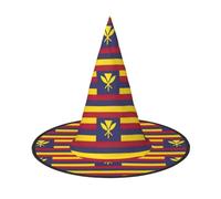 DUWAA Flag Of The Kingdom Of Hawaii Print Halloween Witch Hat Costume Accessory Women Hats For Halloween Party Cosplay Accessories-2pcs