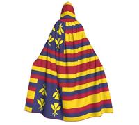 DUWAA Flag of the Kingdom of Hawaii print Men's Cosplay Cloak Robe Costume Halloween Hooded Uniform Medieval Cloak Wizard Robe