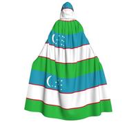 DUWAA Flag of the Republic of Uzbekistan print Cloak with Hood for Men Women, Hooded Cape Cloak Unisex Halloween Witch Vampire Costume