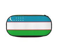 DUWAA Flag of the Republic of Uzbekistan print Functional Stationery Pouch Portable Pencil Bags Pencil case, Lightweight Pencil Pouch