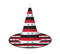 DUWAA Flag Of The Syrian Arab Republic Print Halloween Witch Hat Costume Accessory Women Hats For Halloween Party Cosplay Accessories-2pcs
