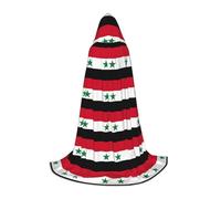 DUWAA Flag Of The Syrian Arab Republic Print Medieval Cloak Wizard Robe Cloak With Hood Renaissance Cape Halloween Costume Cosplay Prop